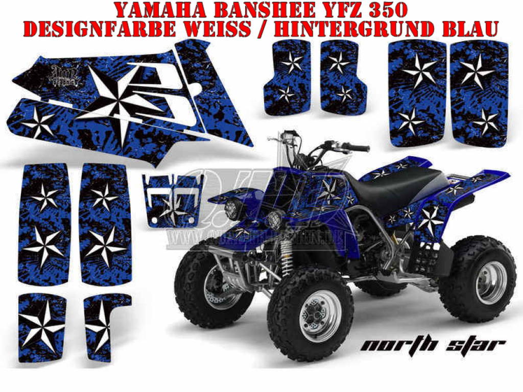 Northstar Hintergrund = Blau, Designfarbe = Weiß für Yamaha Banshee YFZ 350
