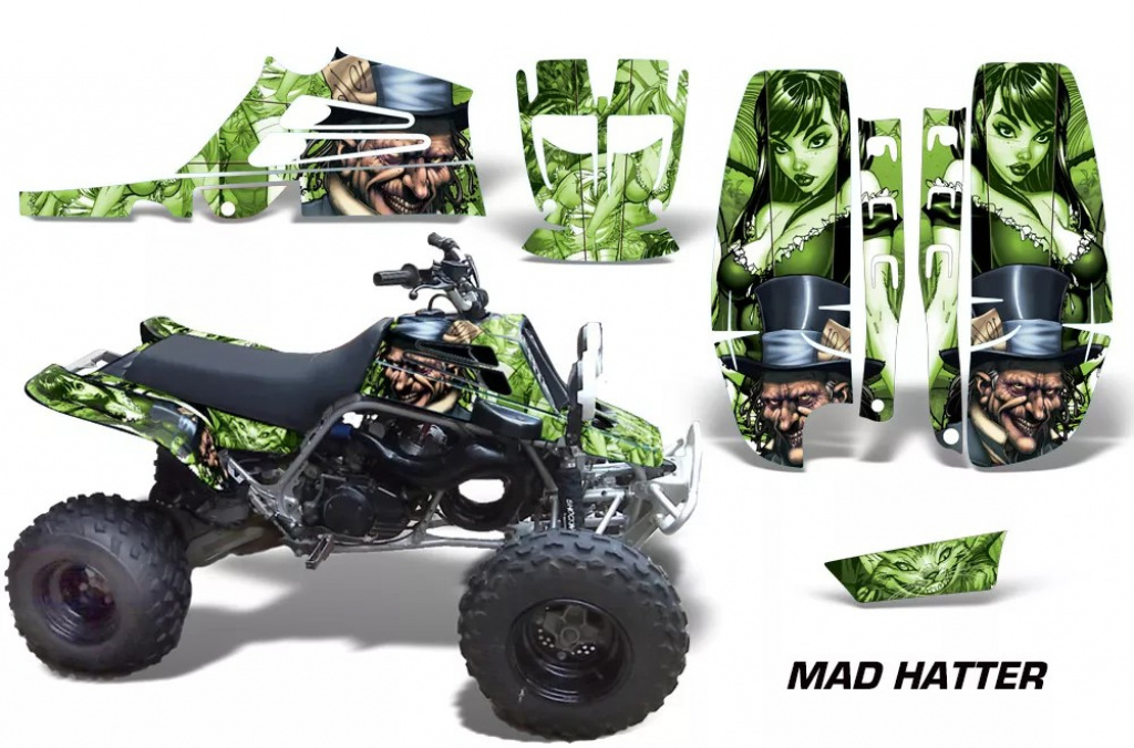 Mad-Hatter Hintergrund = Grün, Designfarbe = Grün für Yamaha Banshee YFZ 350 Full Bore