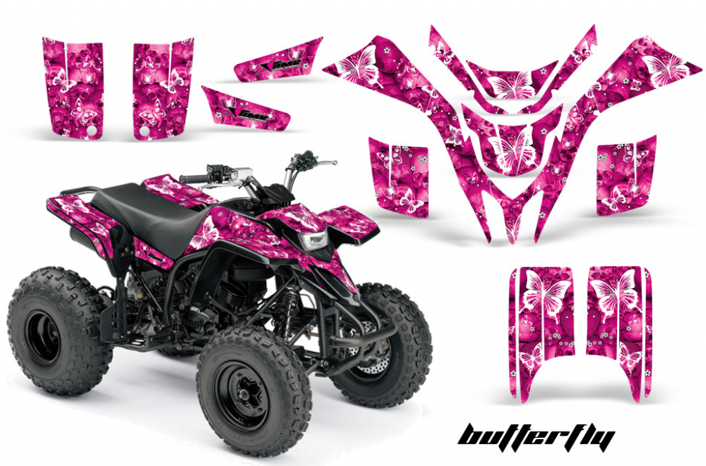 Butterfly Background = Pink, Design color = White for Yamaha Blaster YFS 200