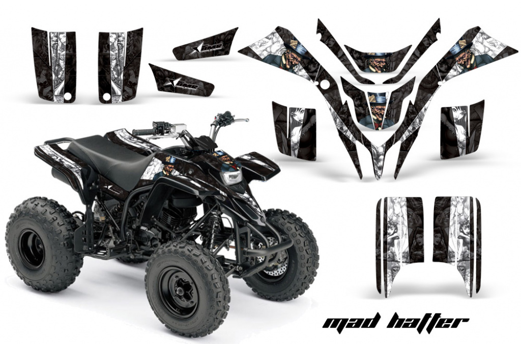 Mad-Hatter Background = Black, Design color = White for Yamaha Blaster YFS 200