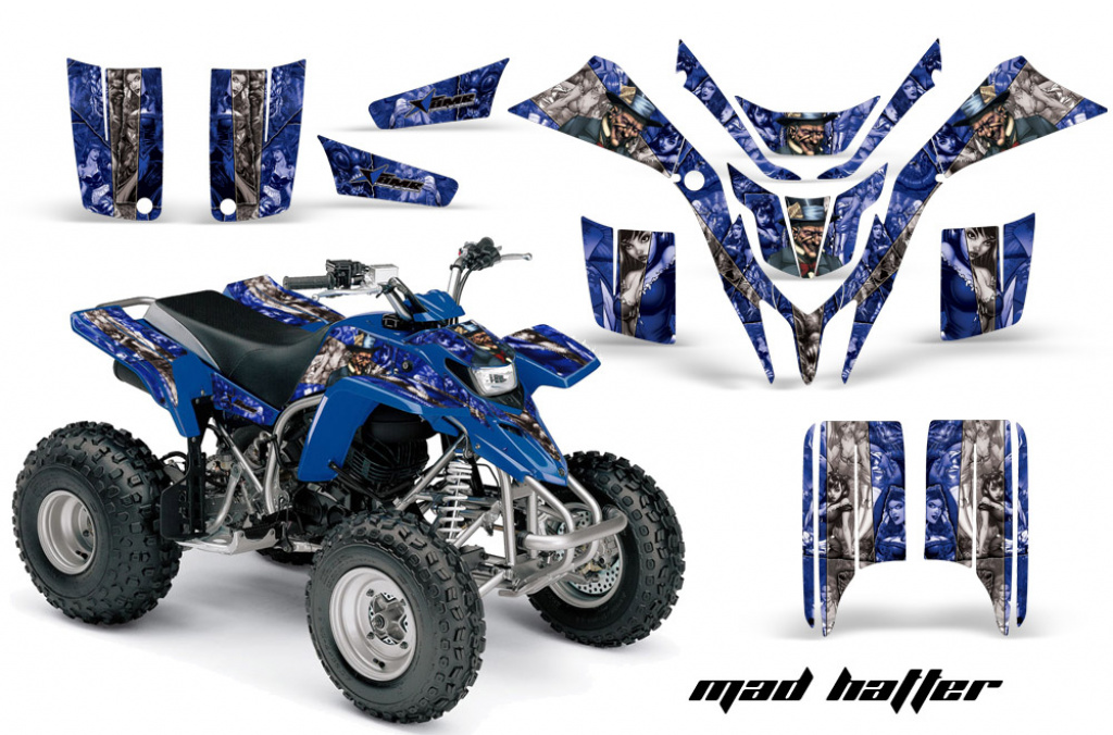 Mad-Hatter Background = Blue, Design color = Silver for Yamaha Blaster YFS 200