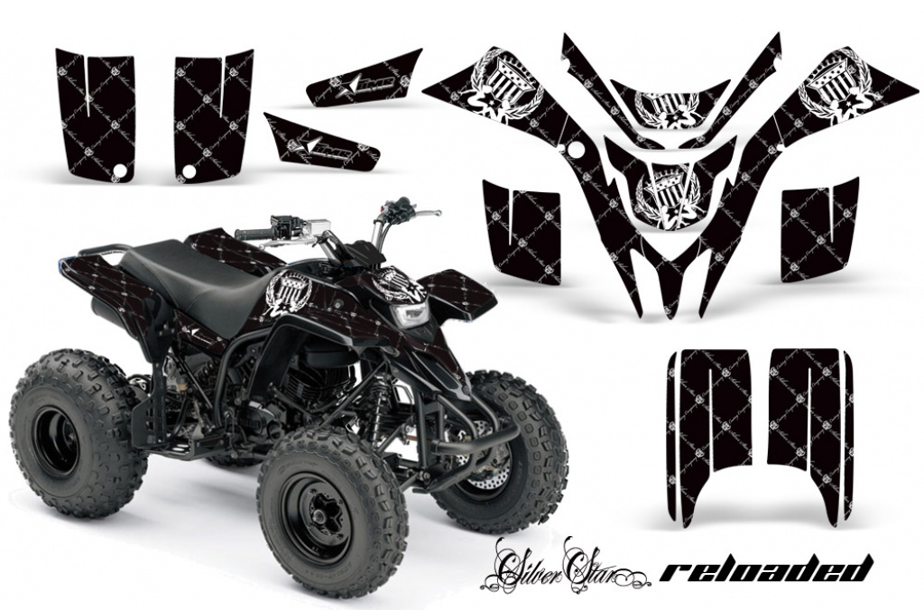 SilverStar - Reloaded Background = Black, Design color = White for Yamaha Blaster YFS 200