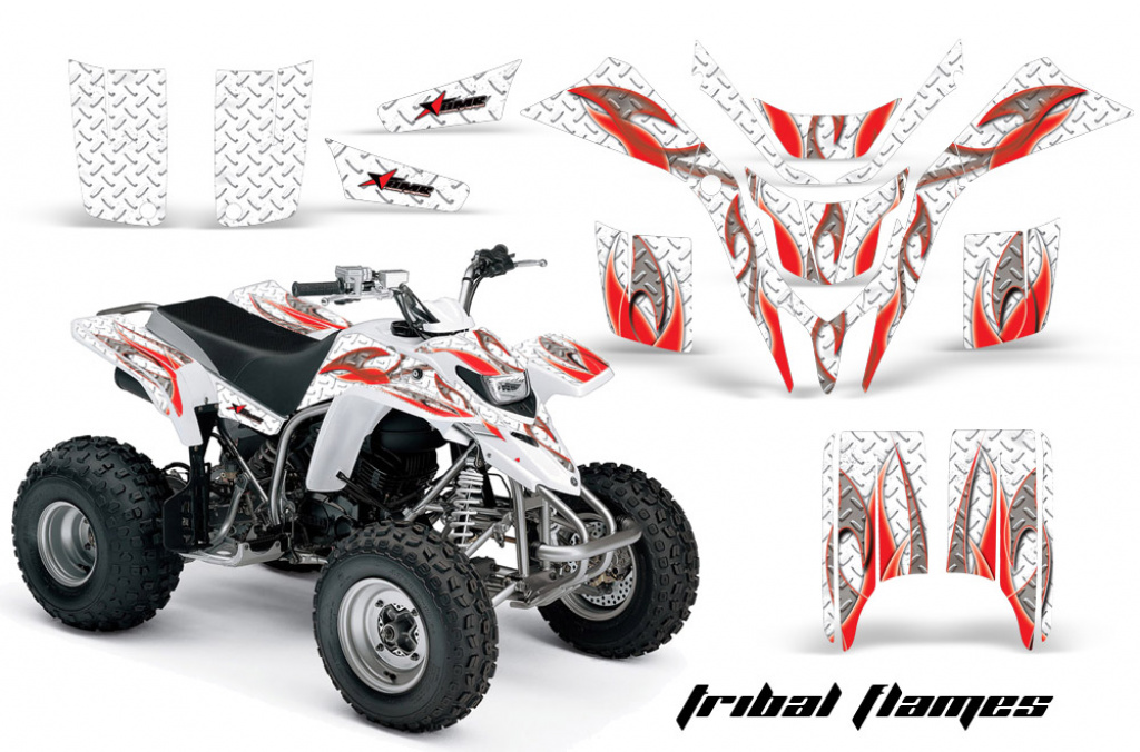 Tribal Flames Background = White, Design color = Red for Yamaha Blaster YFS 200