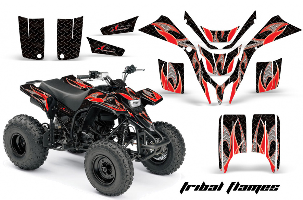 Tribal Flames Background = Black, Design color = Red for Yamaha Blaster YFS 200