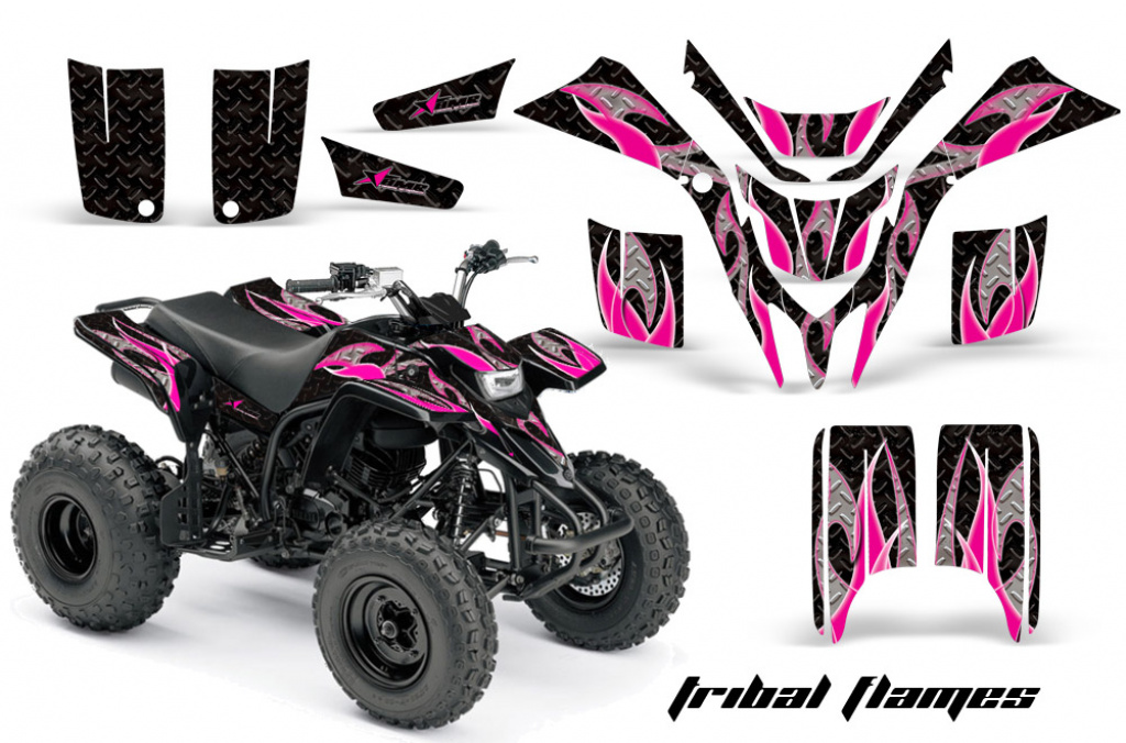 Tribal Flames Background = Black, Design color = Pink for Yamaha Blaster YFS 200