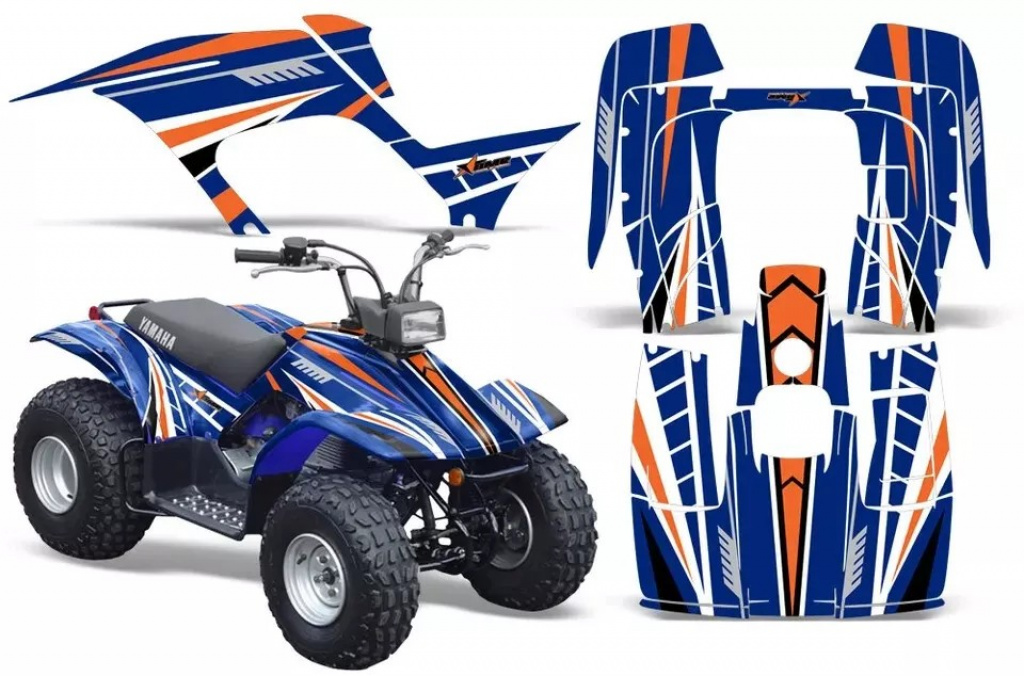 Intercept Hintergrund = Blau, Designfarbe = Orange für Yamaha Breeze 125 1989-2007