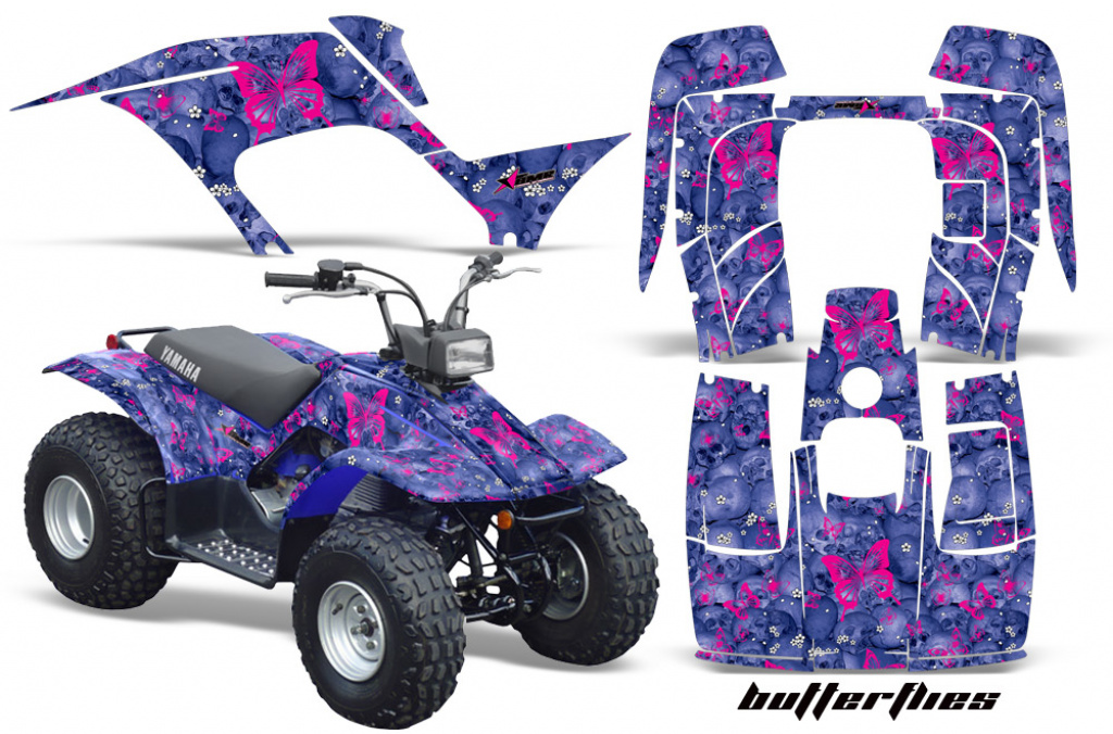 Butterfly Hintergrund = Blau, Designfarbe = Pink für Yamaha Breeze 125 1989-2007