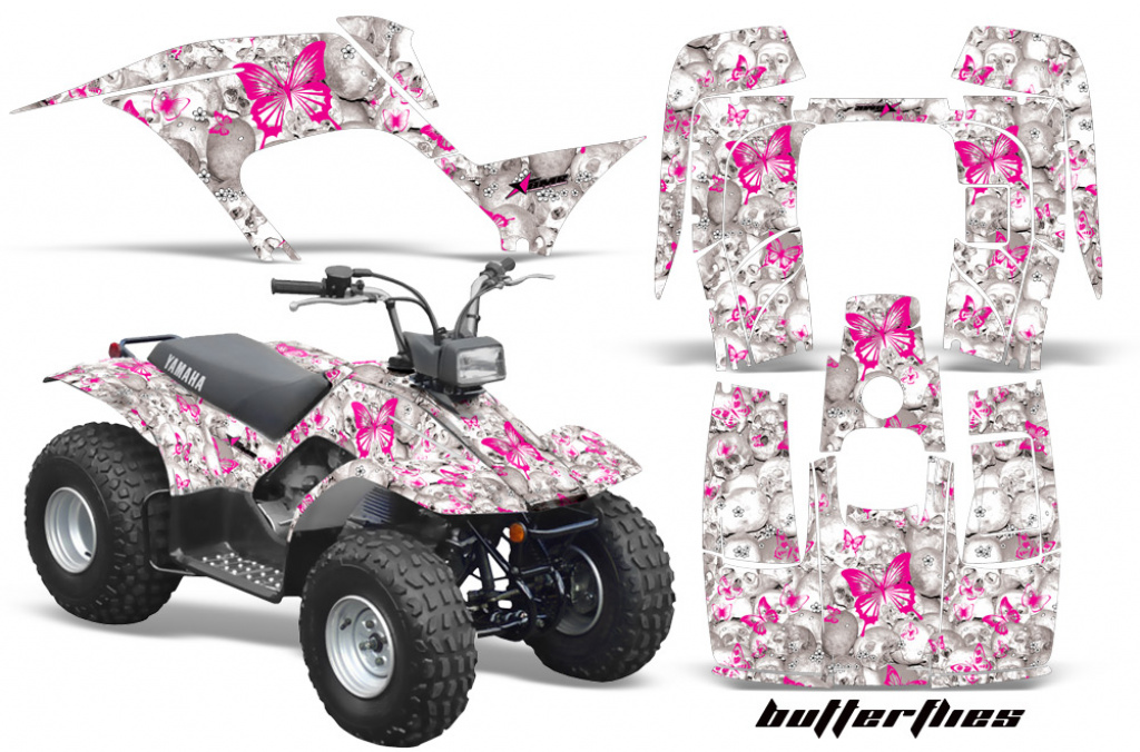 Butterfly Hintergrund = Weiß, Designfarbe = Pink für Yamaha Breeze 125 1989-2007
