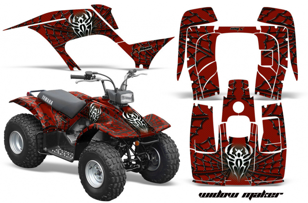 Widow Maker Hintergrund = Rot, Designfarbe = Schwarz für Yamaha Breeze 125 1989-2007