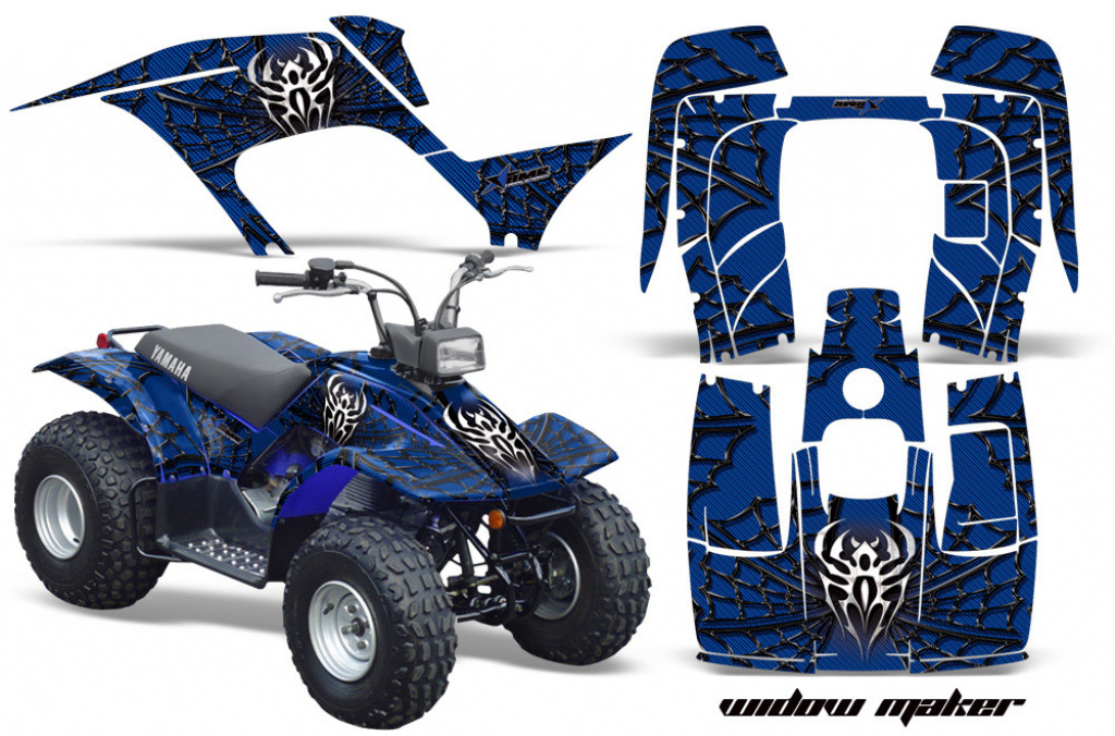 Widow Maker Hintergrund = Blau, Designfarbe = Schwarz für Yamaha Breeze 125 1989-2007