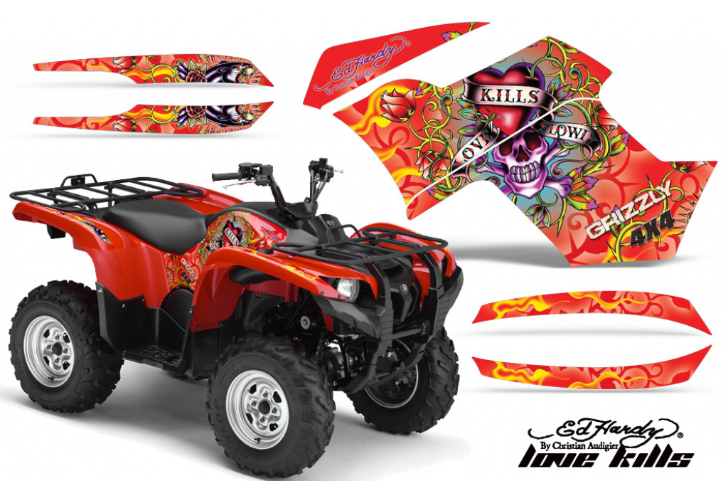 Ed-Hardy - LoveKills Rot für Yamaha Grizzly 700/550 2007-2014