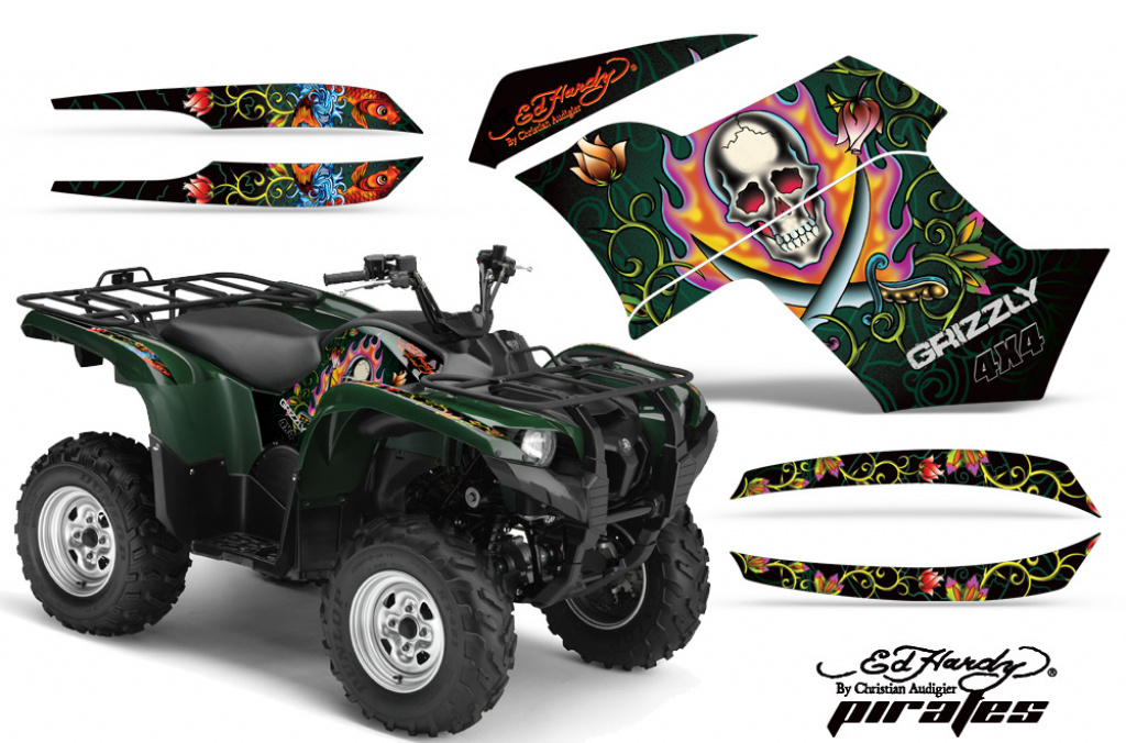 Ed-Hardy - Pirates Grün für Yamaha Grizzly 700/550 2007-2014