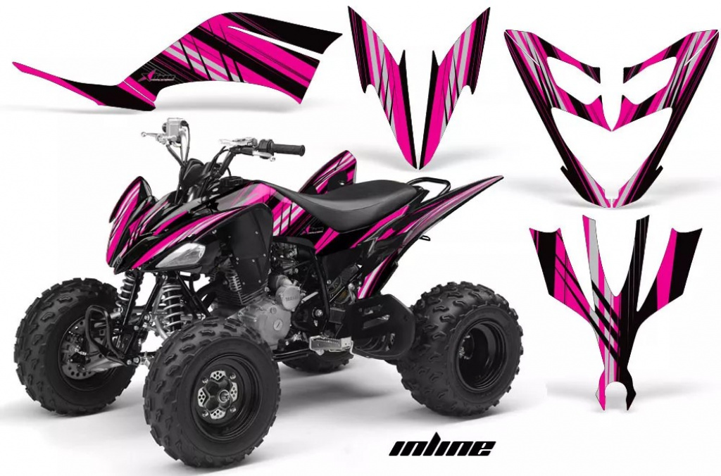 Inline Hintergrund = Schwarz, Designfarbe = Pink für Yamaha Raptor YFM 250