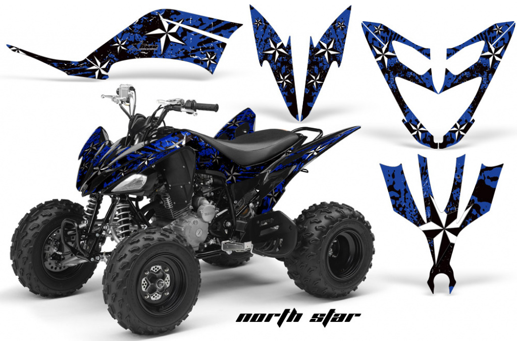 Northstar Hintergrund = Blau, Designfarbe = Weiß für Yamaha Raptor YFM 250