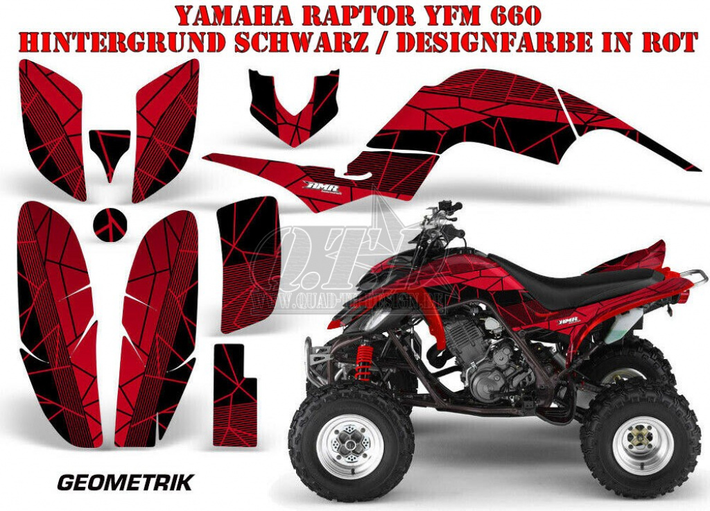 Geometrik Background = Black, Design color = Red for Yamaha Raptor YFM 660