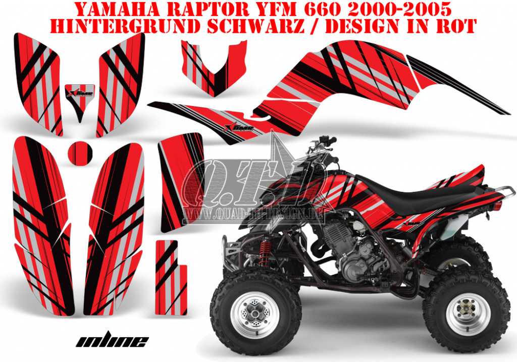 Inline Background = Black, Design color = Red for Yamaha Raptor YFM 660