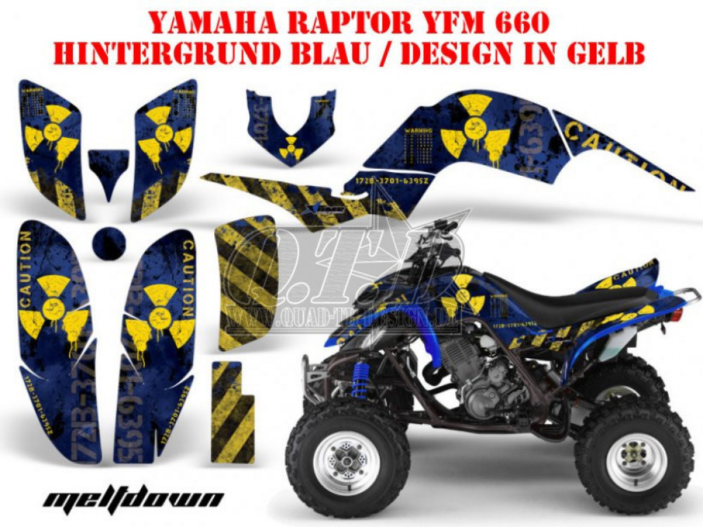 Meltdown Background = Blue, Design color = Yellow for Yamaha Raptor YFM 660