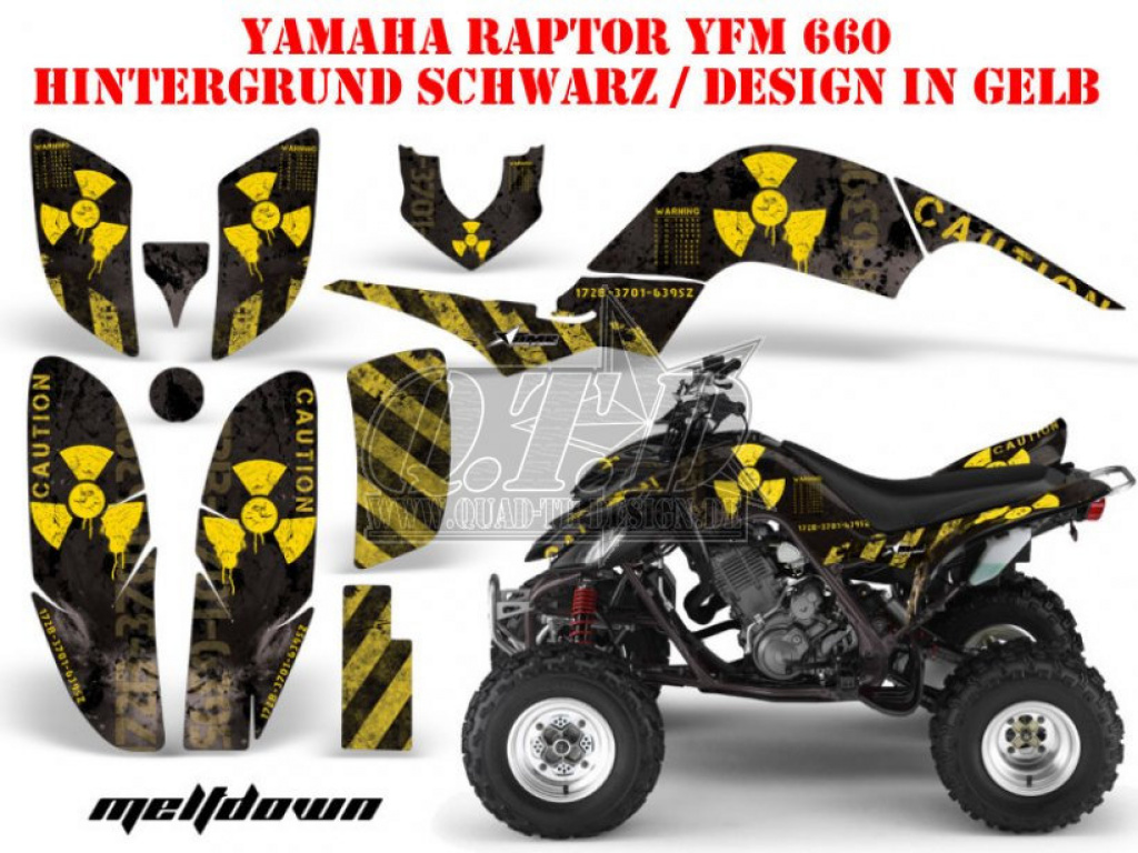 Meltdown Background = Black, Design color = Yellow for Yamaha Raptor YFM 660