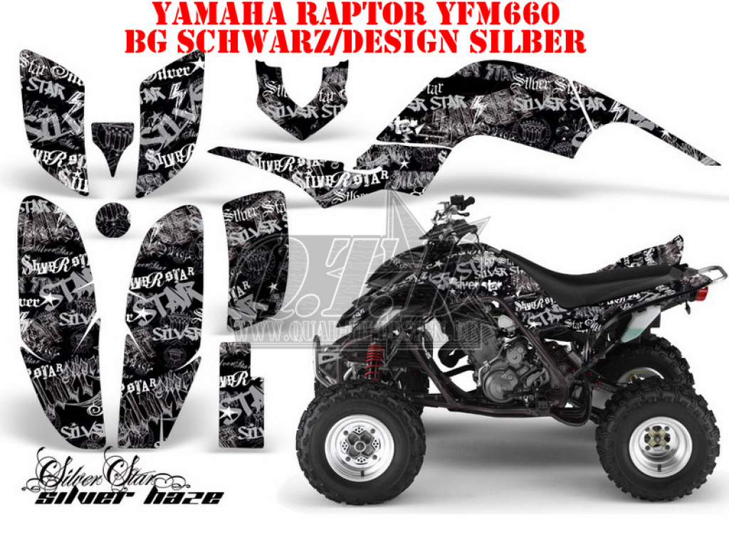 SilverStar - Silverhaze Background = Black, Design color = Silver for Yamaha Raptor YFM 660