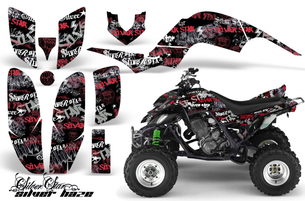 SilverStar - Silverhaze Background = Black, Design color = Red for Yamaha Raptor YFM 660