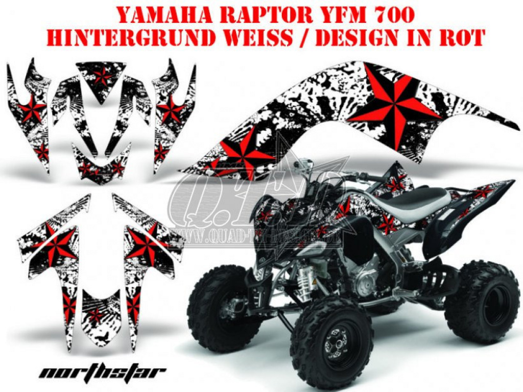 Northstar Hintergrund = Weiß, Designfarbe = Red für Yamaha Raptor YFM 700 2006-2012
