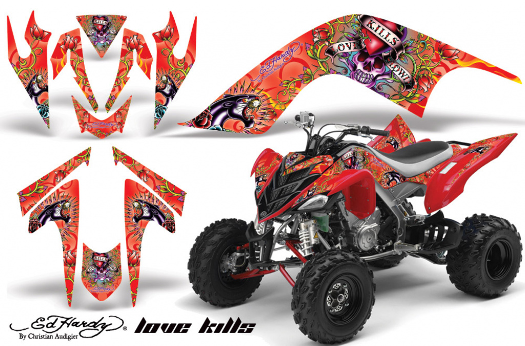 Ed-Hardy - LoveKills Rot für Yamaha Raptor YFM 700 2006-2012