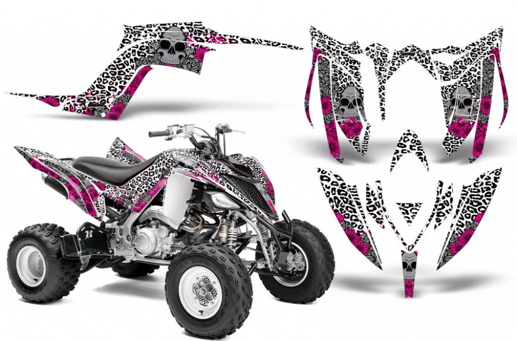 Brittany Hintergrund = Weiß, Designfarbe = Pink für Yamaha Raptor YFM 700R 2013+