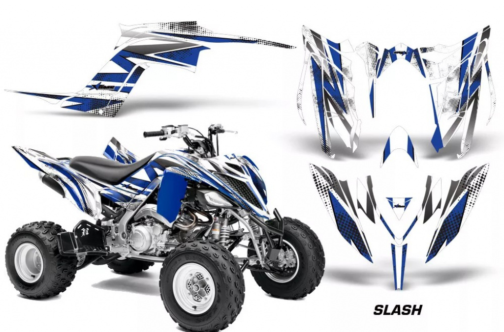 Slash Hintergrund = Weiß, Designfarbe = Blau für Yamaha Raptor YFM 700R 2013+