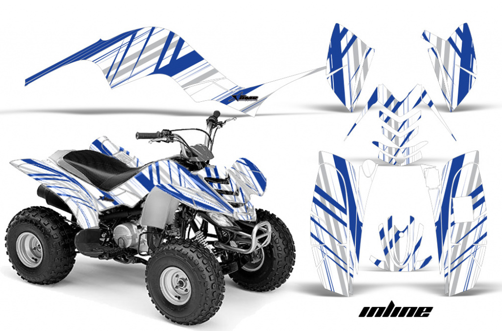 InLine Hintergrund = Weiß, Designfarbe = Blau für Yamaha Raptor 80