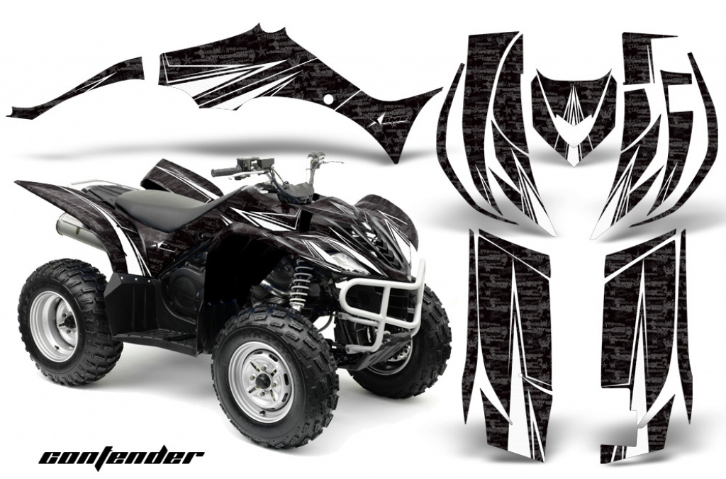 Contender Hintergrund = Schwarz, Designfarbe = Weiß für Yamaha Wolverine 2006-2012