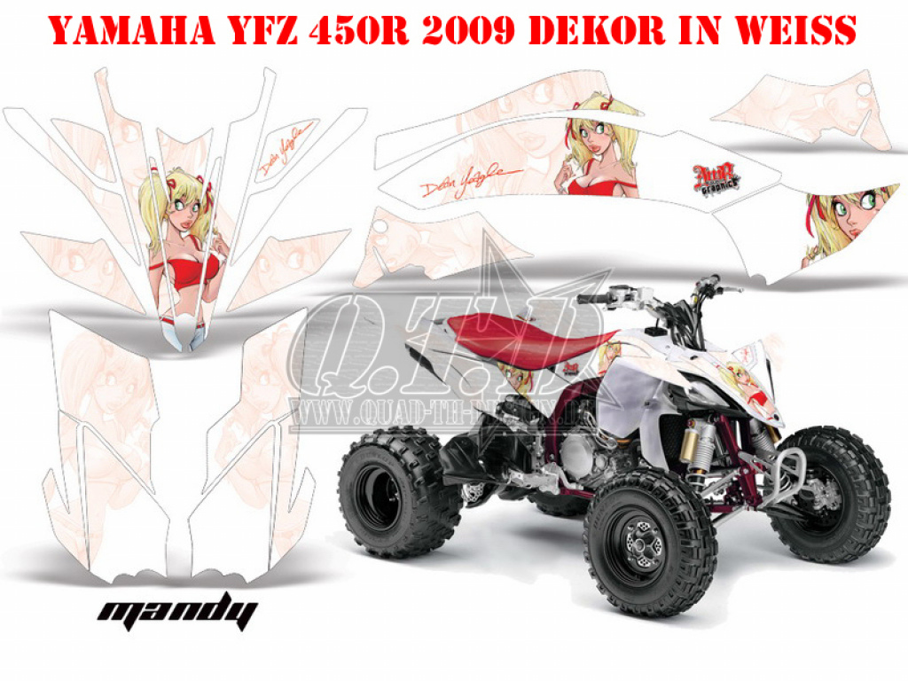 Mandy Hintergrund = Weiß, Designfarbe = Rot für Yamaha YFZ 450R/SE 2009-2013