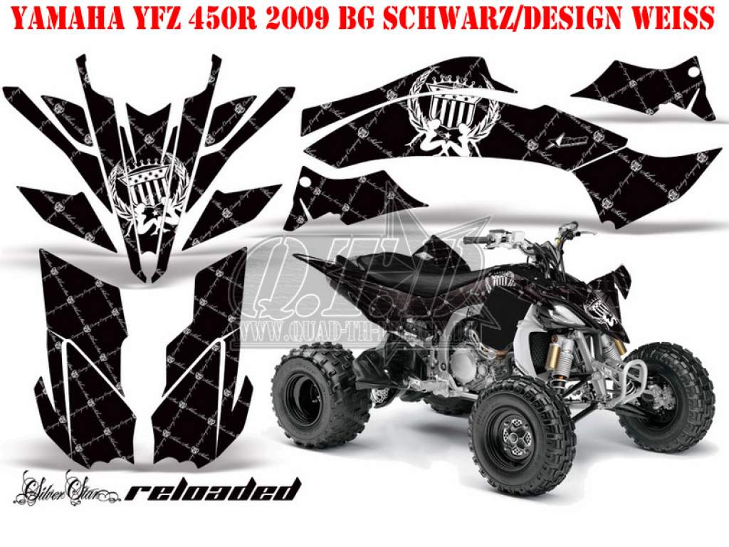 SilverStar - Reloaded Hintergrund = Schwarz, Designfarbe = Weiß für Yamaha YFZ 450R/SE 2009-2013