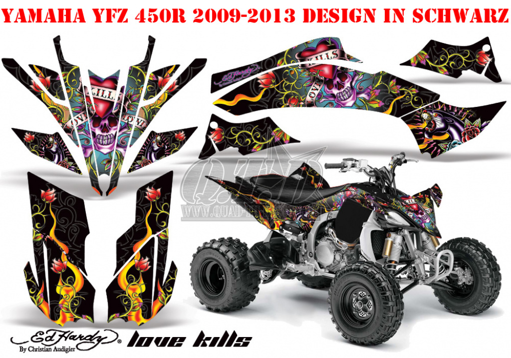 Ed-Hardy - LoveKills Schwarz für Yamaha YFZ 450R/SE 2009-2013