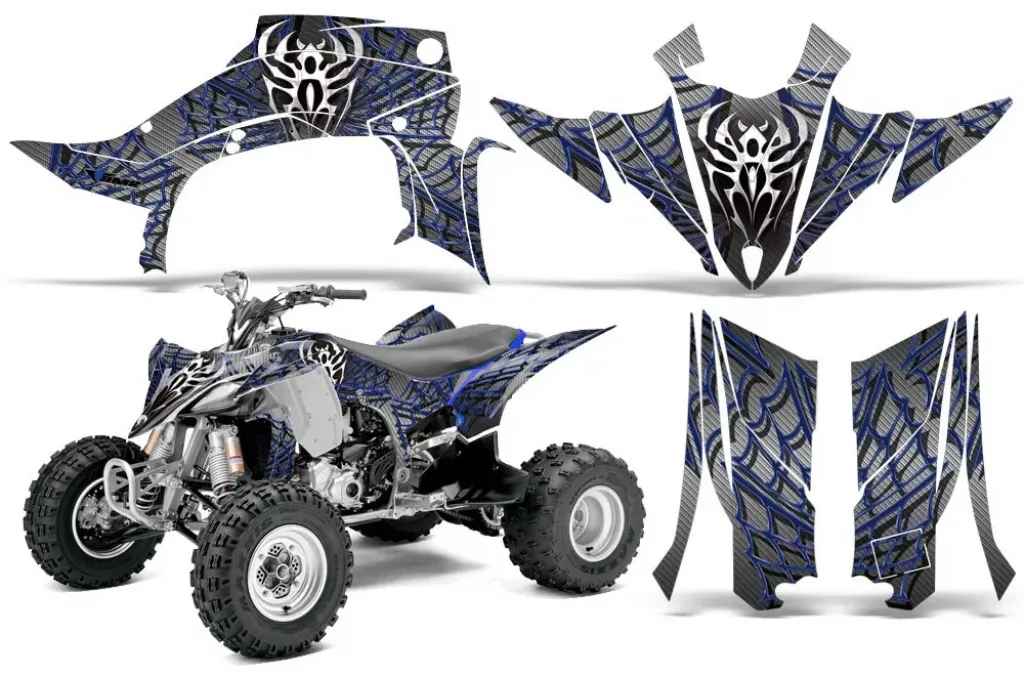 Widow Maker Background = Silver, Design color = Blue for Yamaha YFZ 450R/SE 2014+