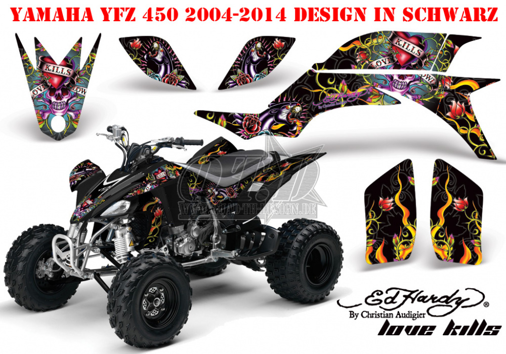 Ed-Hardy - LoveKills Schwarz für Yamaha YFZ 450 2004-2008 & 2012-2014