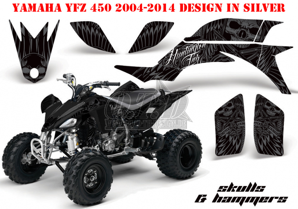 Skulls N Hammers Silber für Yamaha YFZ 450 2004-2008 & 2012-2014