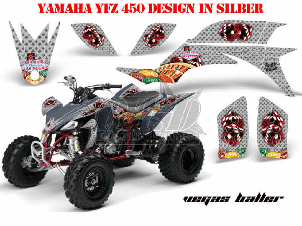 Vegas Baller Silber für Yamaha YFZ 450 2004-2008 & 2012-2014