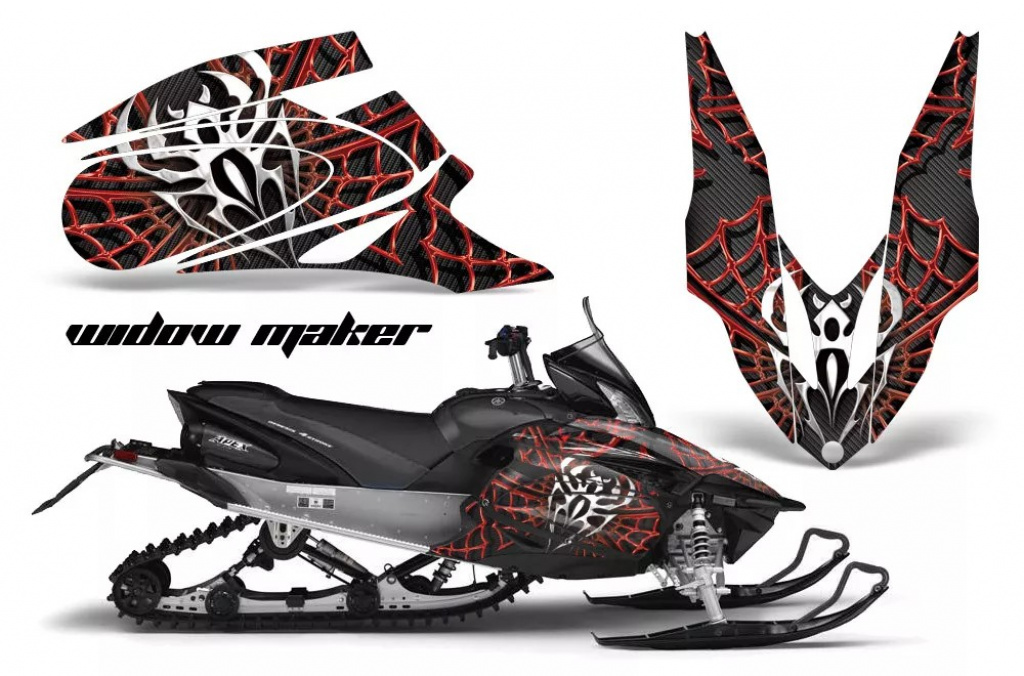 Widow Maker Hintergrund = Schwarz, Designfarbe = Rot für Yamaha Apex 2006-2020