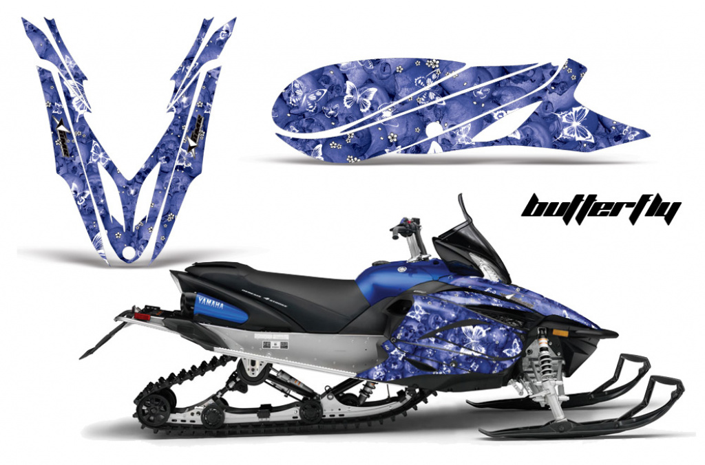 Butterfly Background = Blue, Design color = White for Yamaha Apex 2011-2018