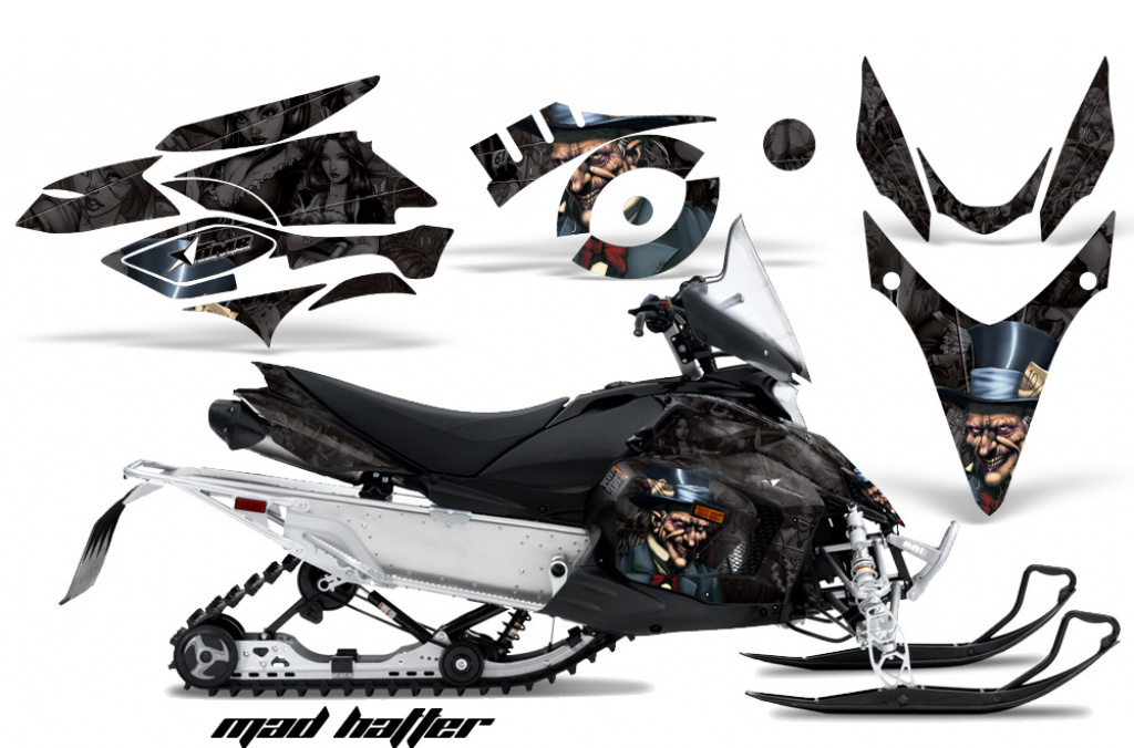 Mad-Hatter Background = Black, Design color = Black for Yamaha Phazer RTX,GT 2007-2016