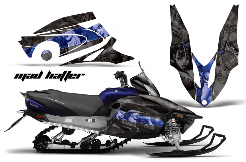 Mad-Hatter Hintergrund = Schwarz, Designfarbe = Blau für Yamaha Vector RS 2012-2016