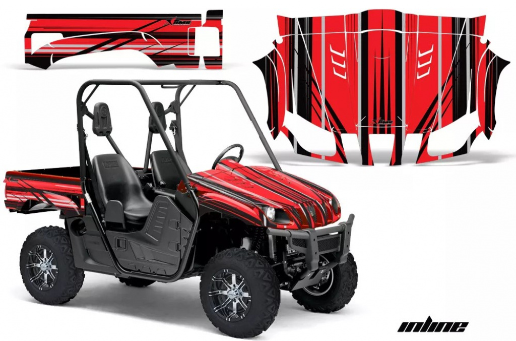 Inline Background = Black, Design color = Red for Yamaha Rhino 700/660/450