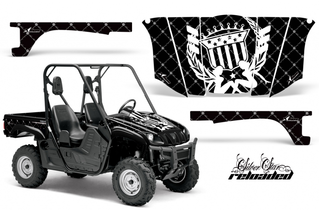 SilverStar - Reloaded Background = Black, Design color = White for Yamaha Rhino 700/660/450