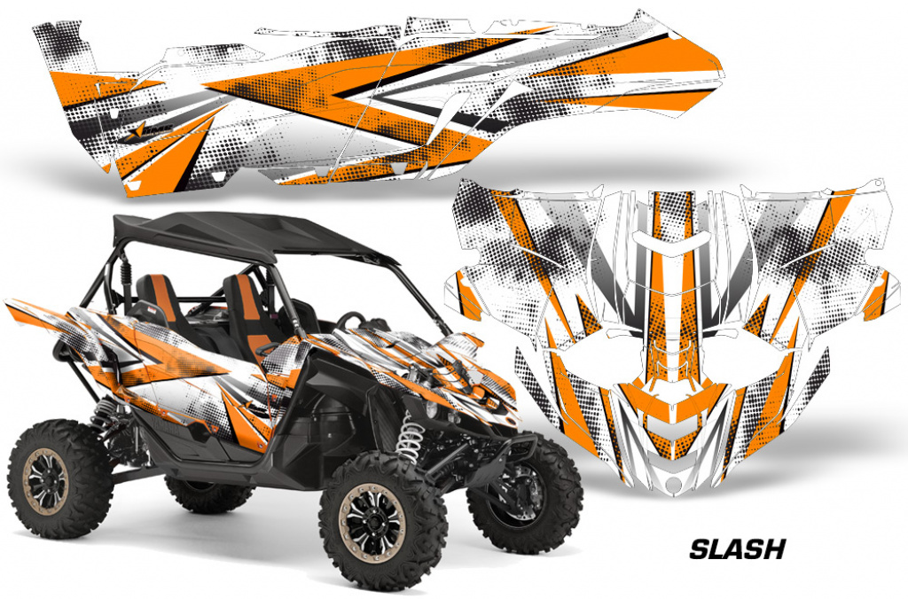 Slash Background = White, Design color = Orange for Yamaha YXZ 1000R