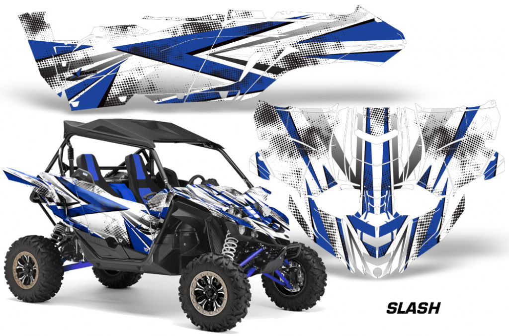Slash Background = White, Design color = Blue for Yamaha YXZ 1000R