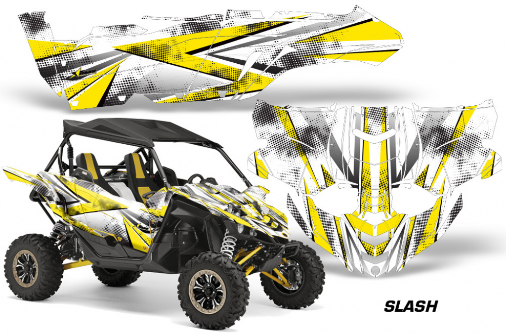 Slash Background = White, Design color = Yellow for Yamaha YXZ 1000R
