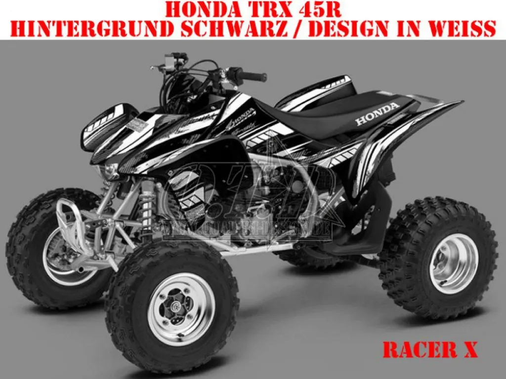 Racer-X Hintergrundfarbe = Schwarz, Designfarbe = Weiß für Honda TRX 450R 2004-2016