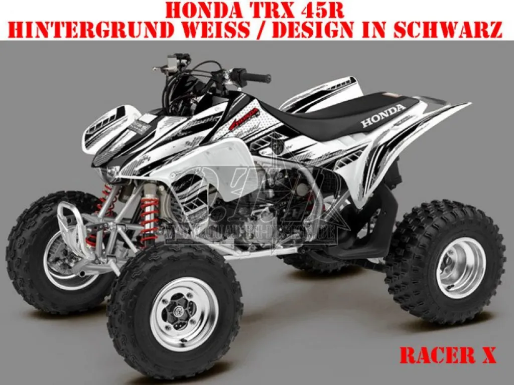 Racer-X Hintergrundfarbe = Weiß, Designfarbe = Schwarz für Honda TRX 450R 2004-2016