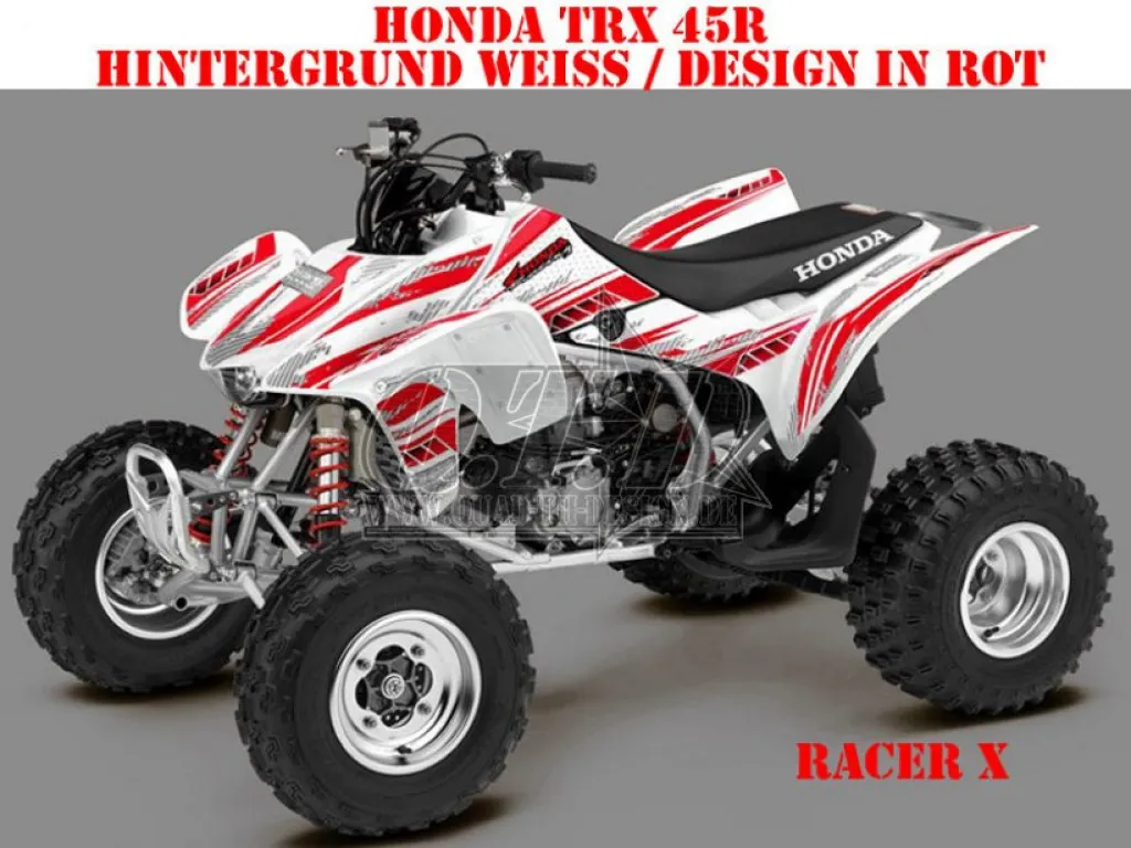 Racer-X Hintergrundfarbe = Weiß, Designfarbe = Rot für Honda TRX 450R 2004-2016