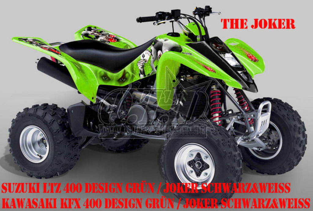 Joker Hintergrund Grün, Jokerfarbe Schwarz-Weiß für Suzuki LTZ 400 2003-2008